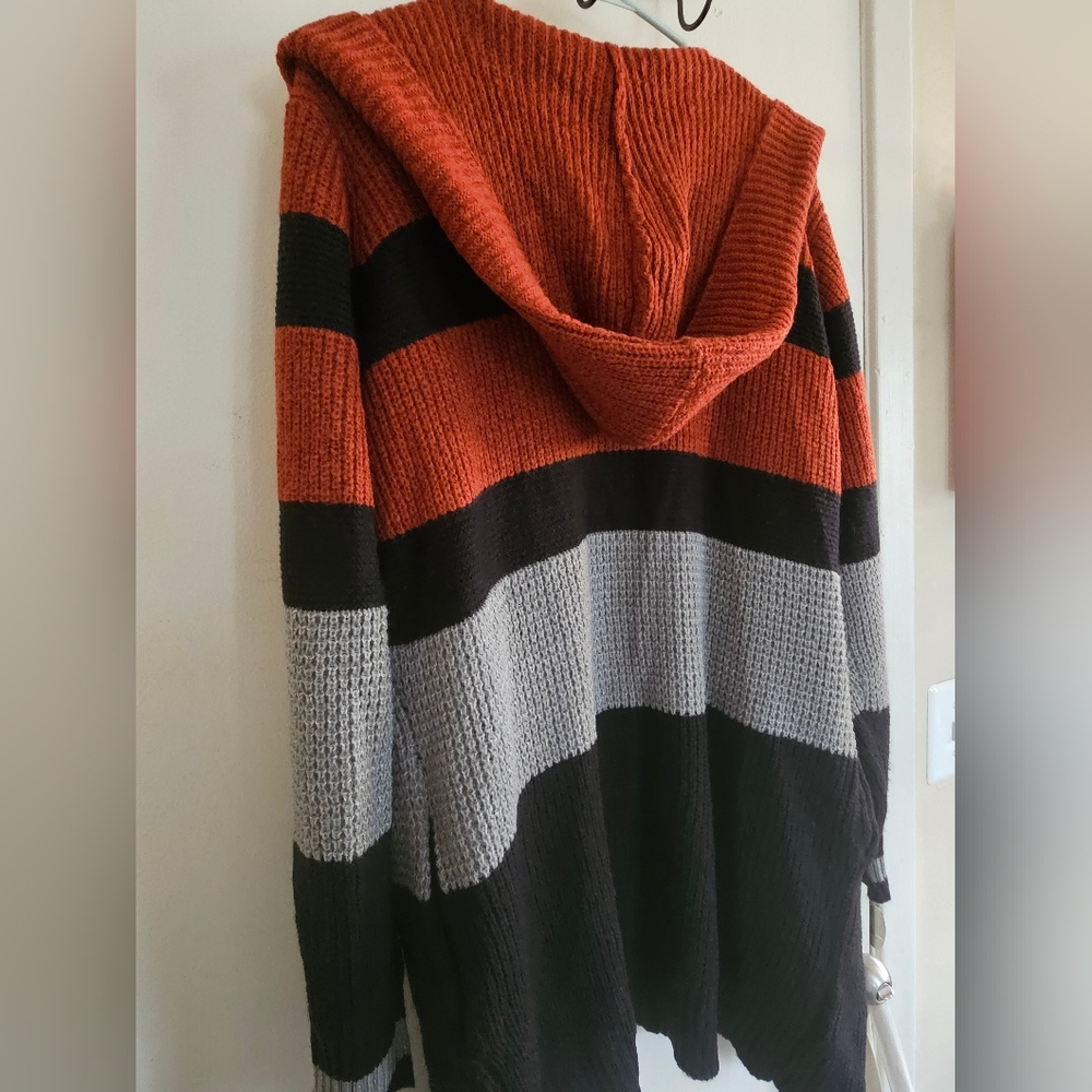 No Boundaries Striped Sweater - Black, Gray, Orange - Picture 8 of 8